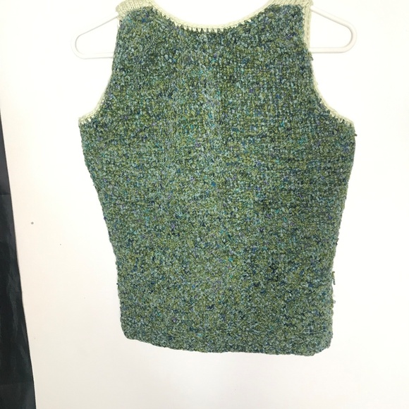 Handmade Knit Tank Top –  Sage Green Mixed Yarn – Sleeveless Boho Style - Picture 3 of 15